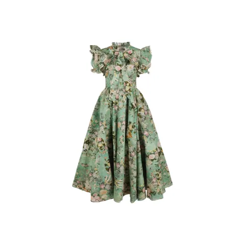 Selkie Коллекция x Bridgerton FW24 Юбка Женская Kate Зеленая с принтом