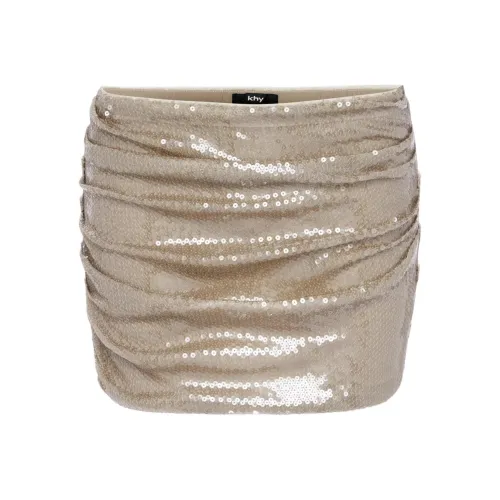 Khy x SIA ARNIKA FW24 Блёсточная юбка-кюлот с оборками Повседневная Короткая Юбка Женская Шампанское Шампанское