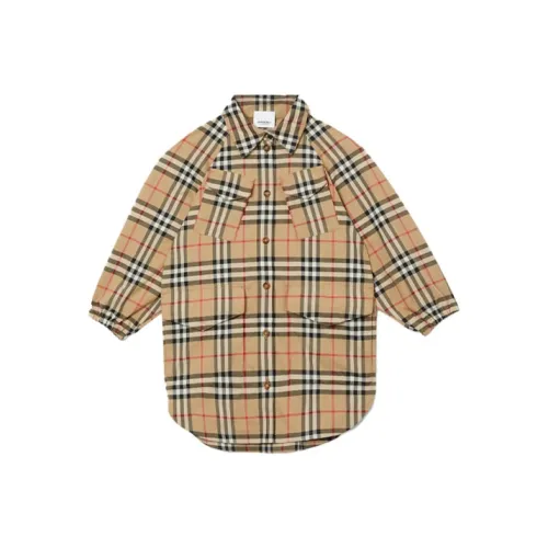 Burberry Длинное платье с длинными рукавами цвет хаки для детей