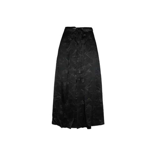 ROSESTUDIOBYGUOPEI Повседневный Длинный Юбка Женские Черный