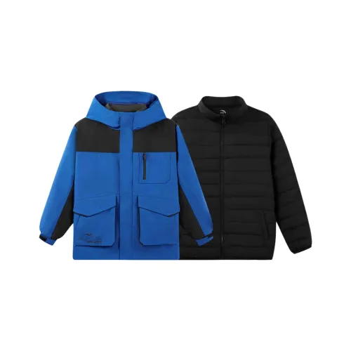 Antakids Многоцветный С капюшоном Свободный крой Утолщенный Стандартное издание Утиный пух Детский Топ Подростки Железный синий