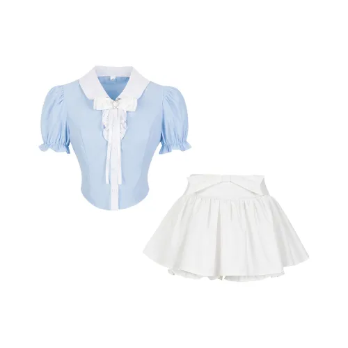 Одежда Наборы Рубашка+Юбка+Арочный Галстук Женская Униформа