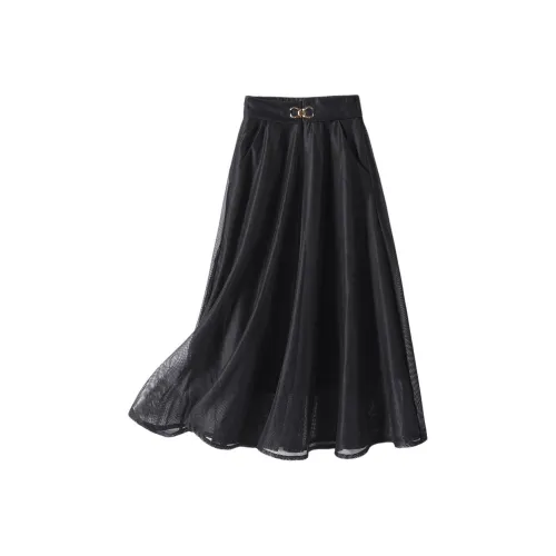 IHIMI Повседневный Длинный Юбка Женские Черный