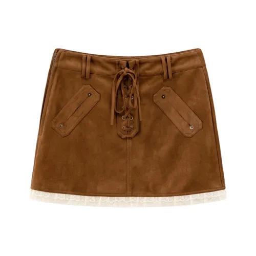 CHUU Коричневая Женская Повседневная Короткая Юбка