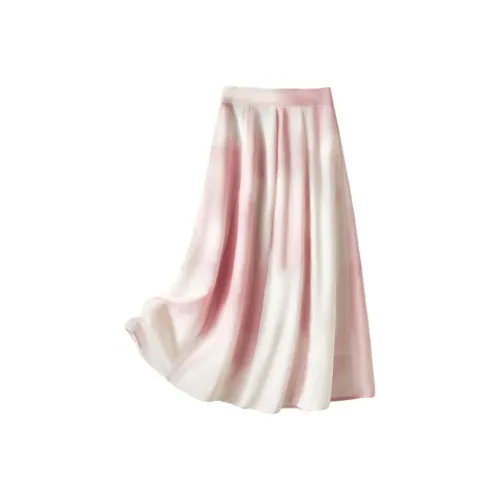 IHIMI Повседневный Длинный Юбка Женская Персиково-Розовый