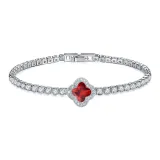 Полностью украшенный стразами четырехлистный клевер (красный)