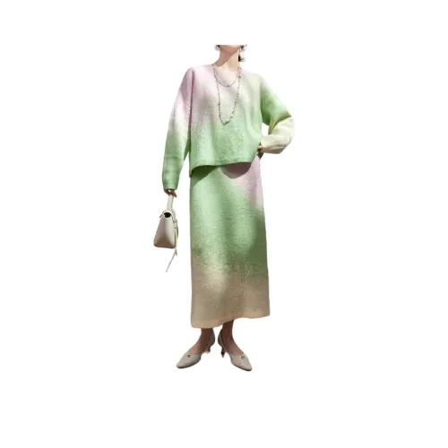 DESIGNER UNCLE Комплект с юбкой Женские Розовый Зеленый Градиент