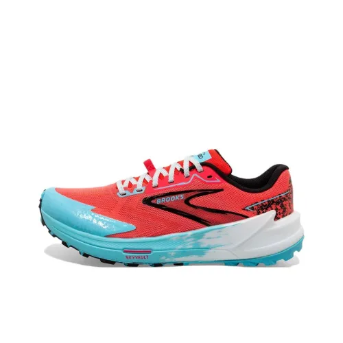 Brooks Catamount 3 Slip Resistant Abrasion Resistant Низкие Кроссовки для Беговых Пути Женские Красный Синий