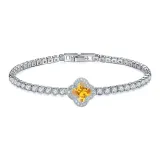 Полностью украшенный стразами четырехлистный клевер (желтый)