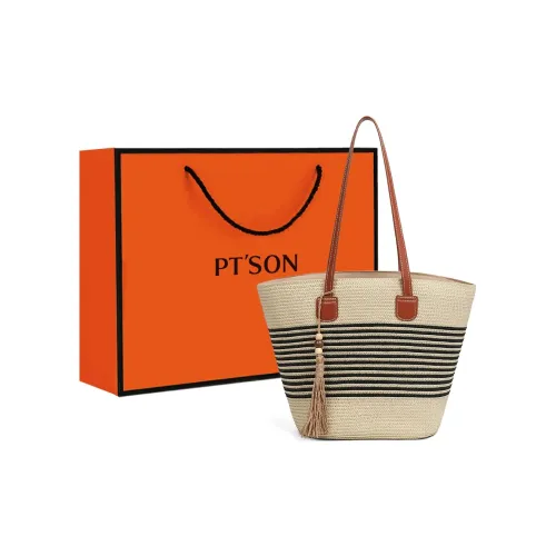 PT'SON Сумка через плечо Женская Бежевая Черная Полосатая