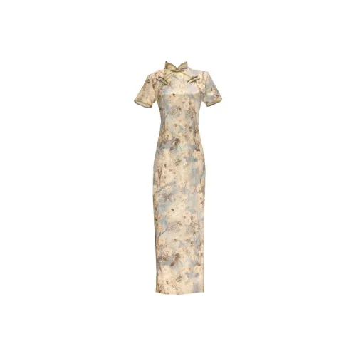 Красные цветные одежды Чонсам Женские Многоцветные