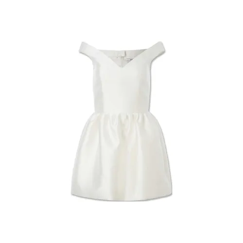 KIMHEKIM Off The Shoulder V-Neck Шерсть Шелк Мини Платье Вечернее Платье Женское Айвори Айвори Белый