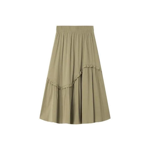 LOUISY AO Повседневный Длинный Юбка Женские Хаки