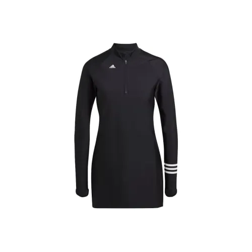 Adidas 3 Stripes Long Sleeve Плавание Топ One-piece Купальник Женские Черный