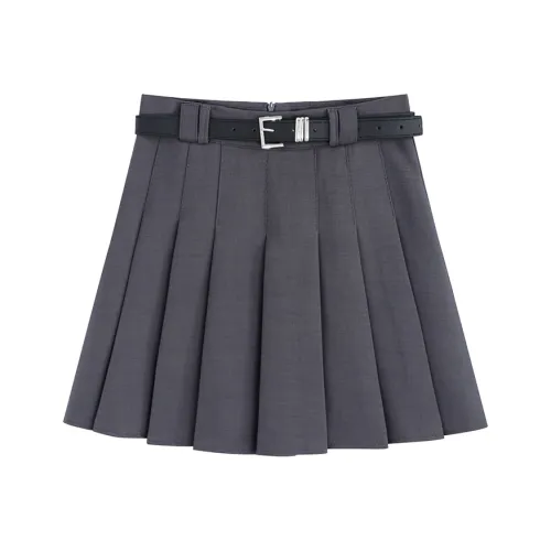 Garbege Повседневные короткие юбки Женские Серый черный ремень