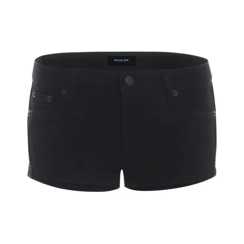 Mugler SS24 Черные Низкие Шаговые Шов Джинсовые Шорты Джинсовые Шорты Женские Черные
