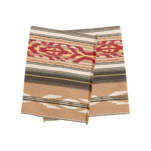 ISABEL MARANT ETOILE Adelaide Мини Шерсть Graphic Узор Обхватная Юбка Повседневные Короткие Юбки Женские CAMEL