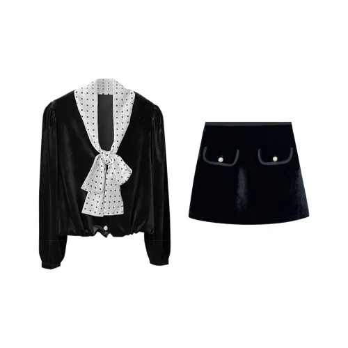 PAZZO Велюр Топ+Юбка Комплект Женский