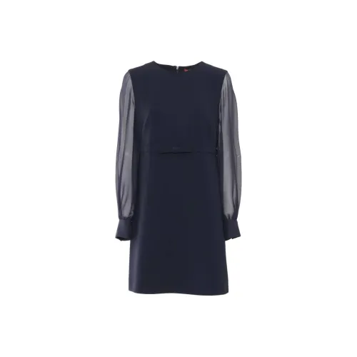 MaxMara Studio Длинное платье с длинными рукавами женское морской синий