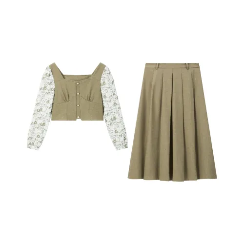 VIMLY Комплект с юбкой Женские Гороховый зеленый