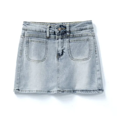 Wen Shan Джинсовые короткие юбки Женские Винтажный синий