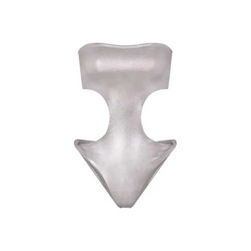 SKIMS Жидкость SHINE Плавание Без бретелей Cut OUT Монокини Ван-Пис Купальник Женские Дым Дымчато-серый