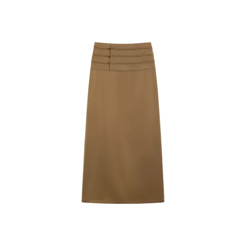 Ouyang Повседневный Длинный Юбка Женские Черепаховый Желтый