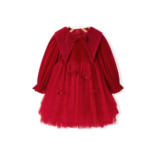 Mini Peace Детское платье зимнее женское красное