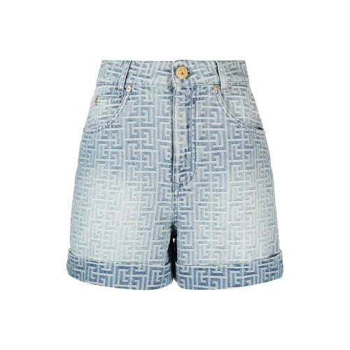 BALMAIN SS24 Джинсовые шорты Женские Светло-синие