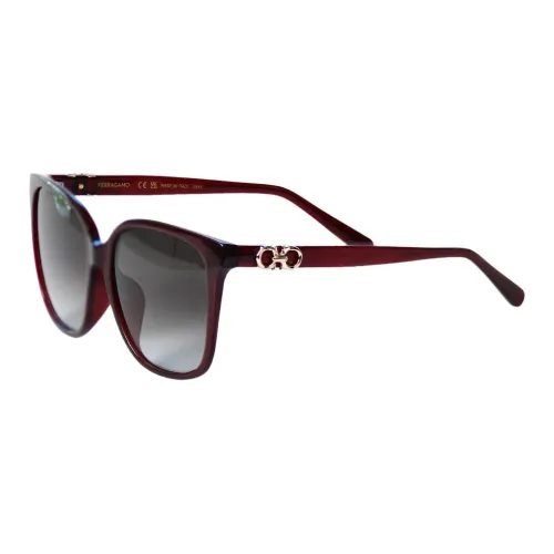 FERRAGAMO Plating And Metal Square Sunglasses Unisex Red FERRAGAMO Платина И Металл Квадратные Солнцезащитные Очки Унисекс Красный