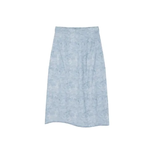 IHIMI Повседневный Длинный Юбка Женские Distant Небесно-голубой