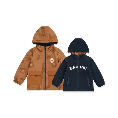 QIAODAN Куртки Пальто Охра Full Принт Нова-голубой Дети Возраст 3-7 лет