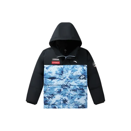 Antakids Пуховик Сумерки Морской синий С принтом по всей поверхности Подростки