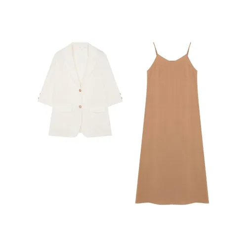 IHIMI Экрю+Апельсин Женские Комплекты с юбкой