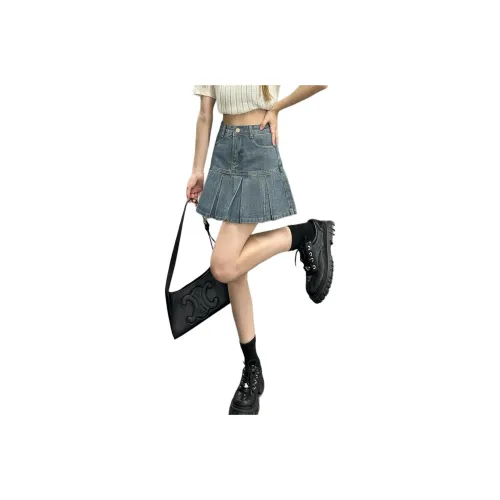 Wbwq Джинсовые короткие юбки Женские Винтажный синий