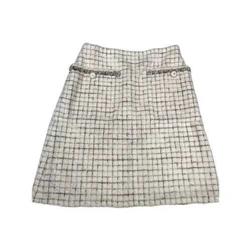 CHANEL 21B Fall Зимний Предварительный Просмотр Коллекция Повседневные Короткие Юбки Женские Белые