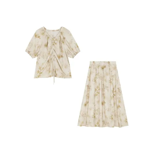 IHIMI SS24 Комплект с юбкой Женские Абрикосовый Желтый Зеленый