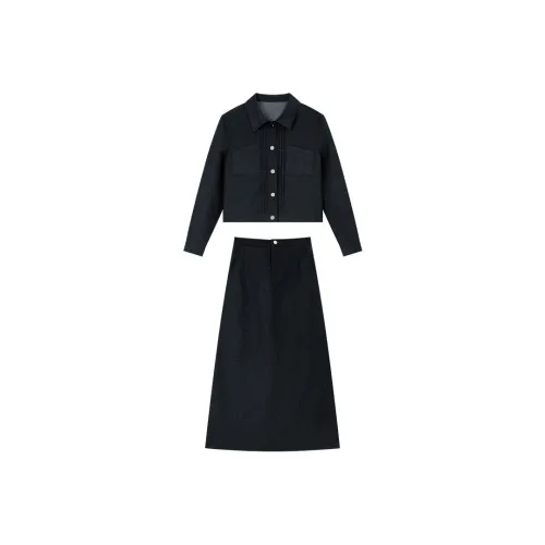 VIMLY Комплект с юбкой Женские Темно-джинсовый синий