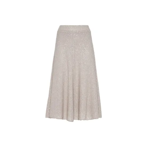BRUNELLO CUCINELLI Повседневный Длинный Юбка Женские Бежевый
