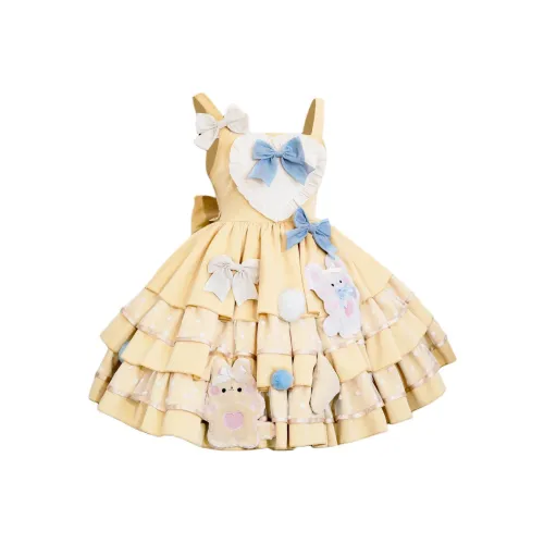 Leopard Kitten Короткий рукав Платье Женское Желтое