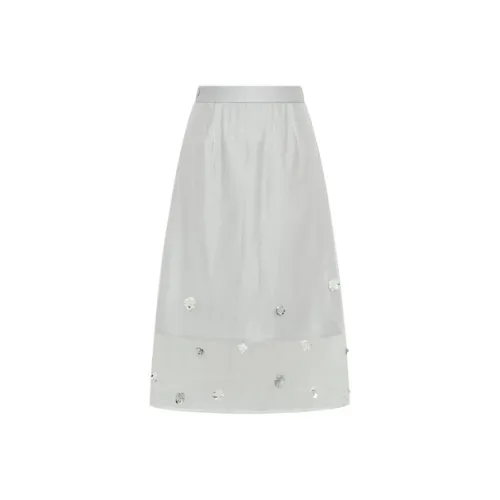 MEIYANG Повседневный Длинный Юбка Женская Серебряная Серый