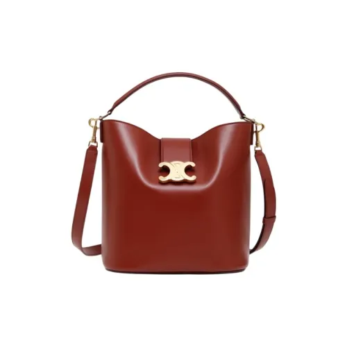 CELINE Louise Телячья кожа Ведрообразная сумка Сумка через плечо Средний размер Женская Красная