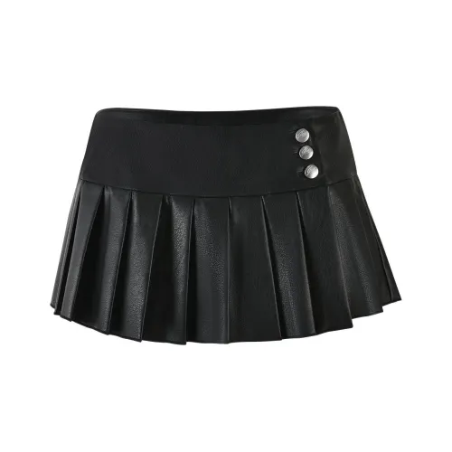 I.AM.GIA REMINI ПУ (полиуретан) Шорты-юбка Кожаные короткие юбки Женские Черный Черный