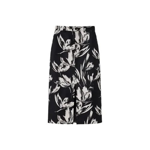 NINE WEST Повседневный Длинный Юбка Женские Черный Белый