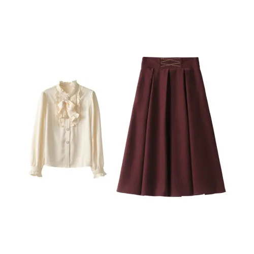 ANNECHEN Комплект с юбкой Женские Абрикос + Кофе