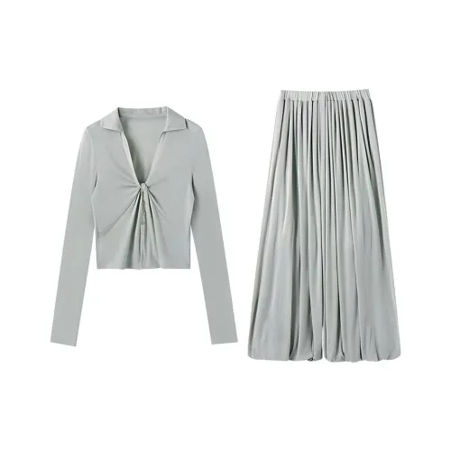 SHUXI Комплект с юбкой Женские Мятный Iceland Серый