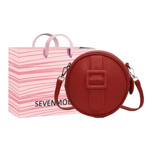 SEVENMOONS ПУ (полиуретан) Круглая Сумка Сумка через плечо Стандартная Женская Китайский Красный Молочный Белый Светло-Желтый Черный Розовый