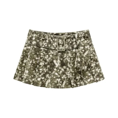 CHUU Повседневные короткие юбки женские армейский зеленый