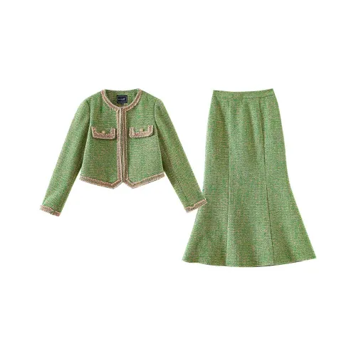 OUNIXUE Комплект с юбкой Женские Зеленый
