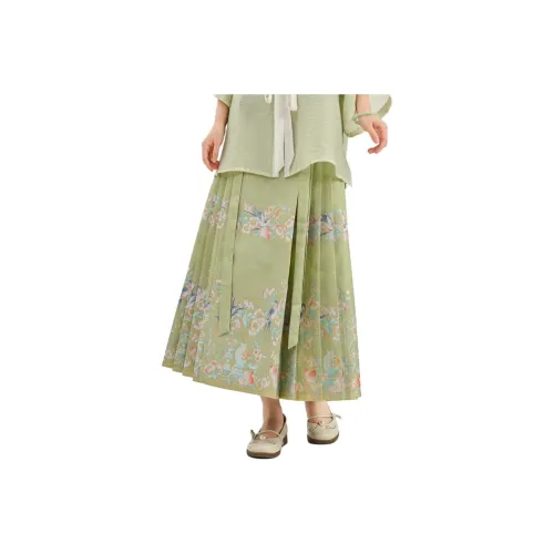 Snbl Зеленая Женская Повседневная Длинная Юбка
